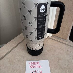 White and Black Travel Mug with Handle